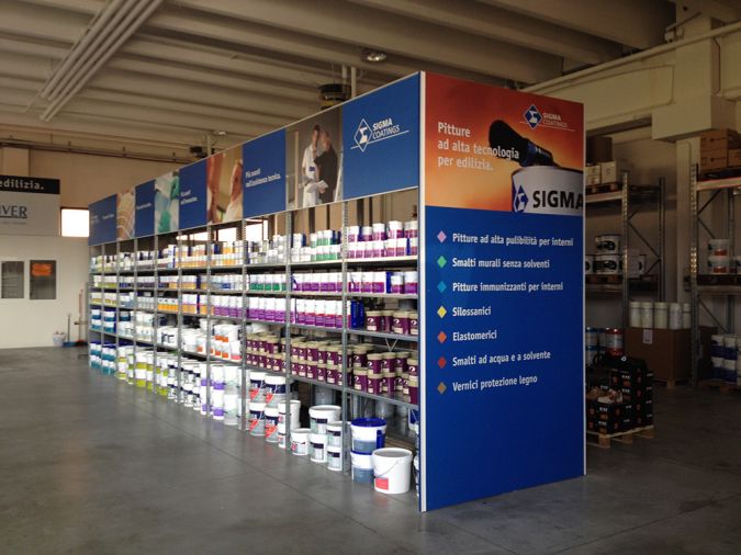 allestimento promozionale punto vendita PPG Sigma Coatings Colore 31 02