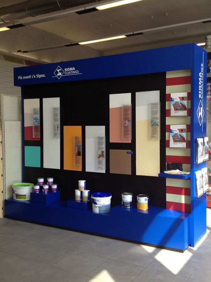 sigma coatings allestimento parete atrezzata punto vendita cappelli empoli